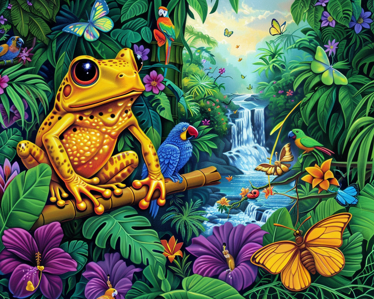Frog Parrot Branch Diamond Art Kit