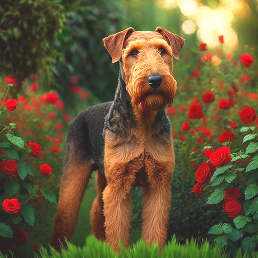 Standing In Roses Airdale Terrier Diamond Art Kit