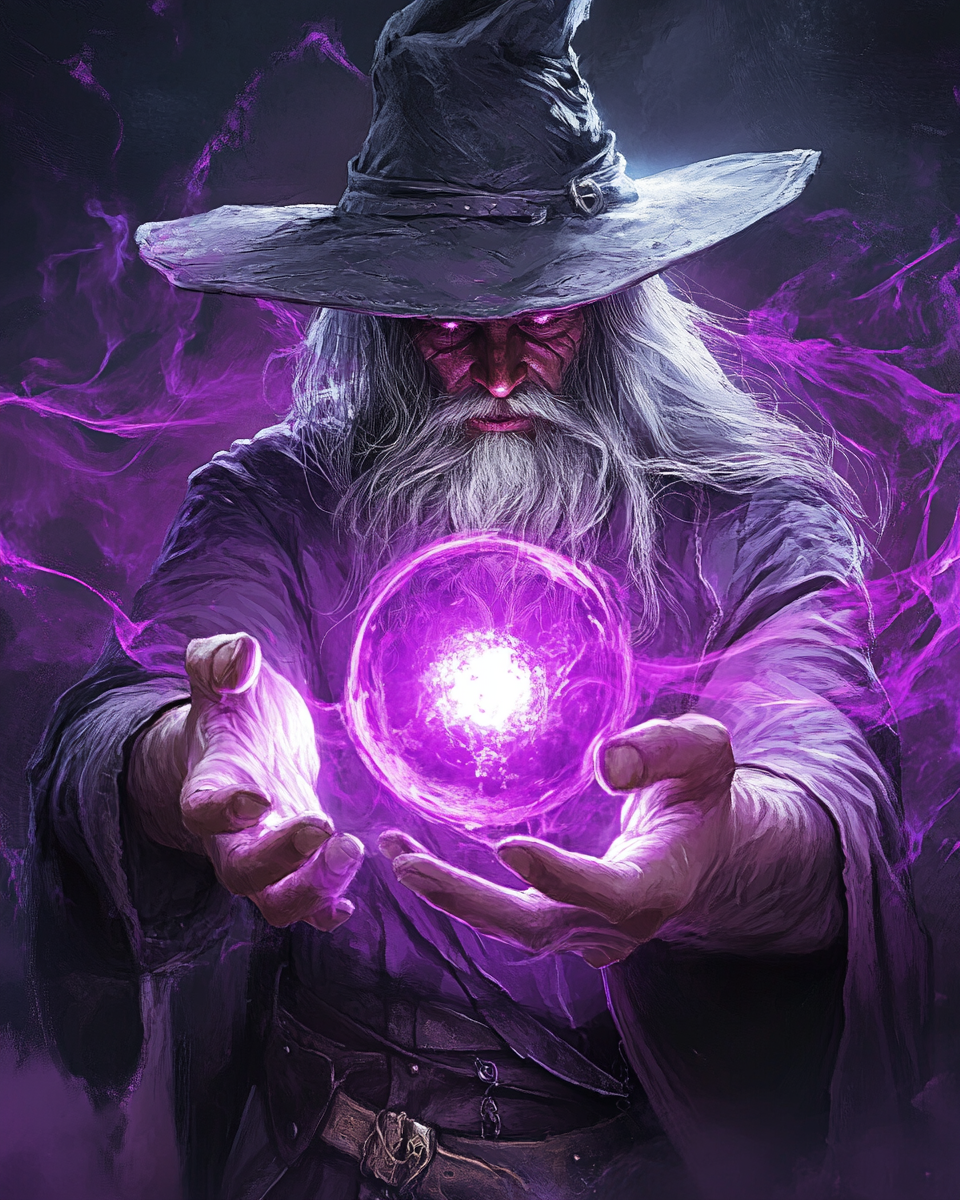 Purple Glowing Eye Wizard Diamond Art Kit