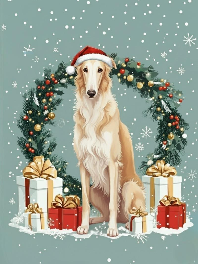 Christmas Arch And Presents Borzoi Diamond Art Kit