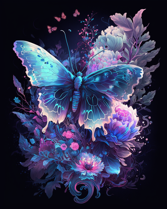 Blue Glowing Butterfly Diamond Art Kit