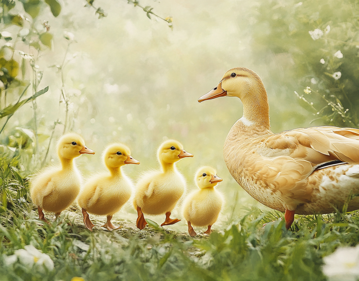 Yellow Duck And Ducklings Diamond Art Kit
