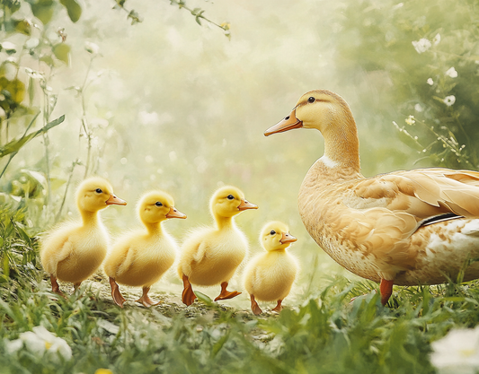 Yellow Duck And Ducklings Diamond Art Kit