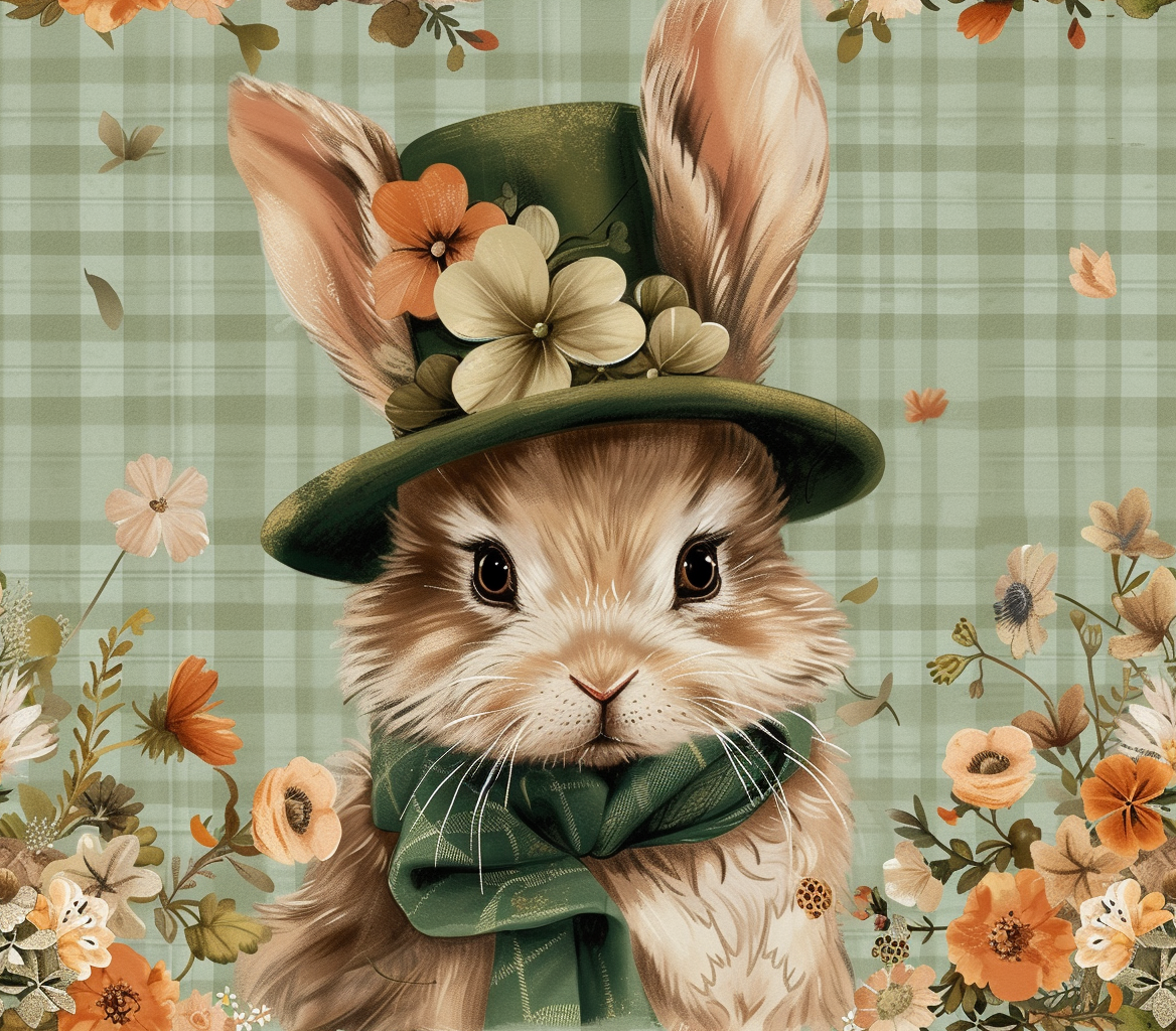 Green Top Hat Rabbit Diamond Art Kit
