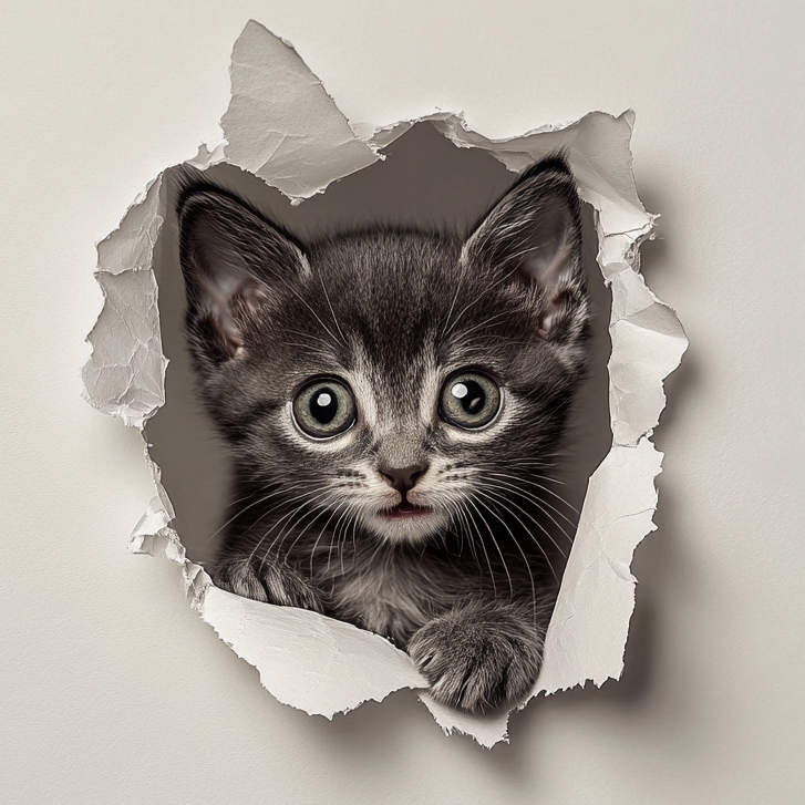 Gray Kitten Whitewall Diamond Art Kit