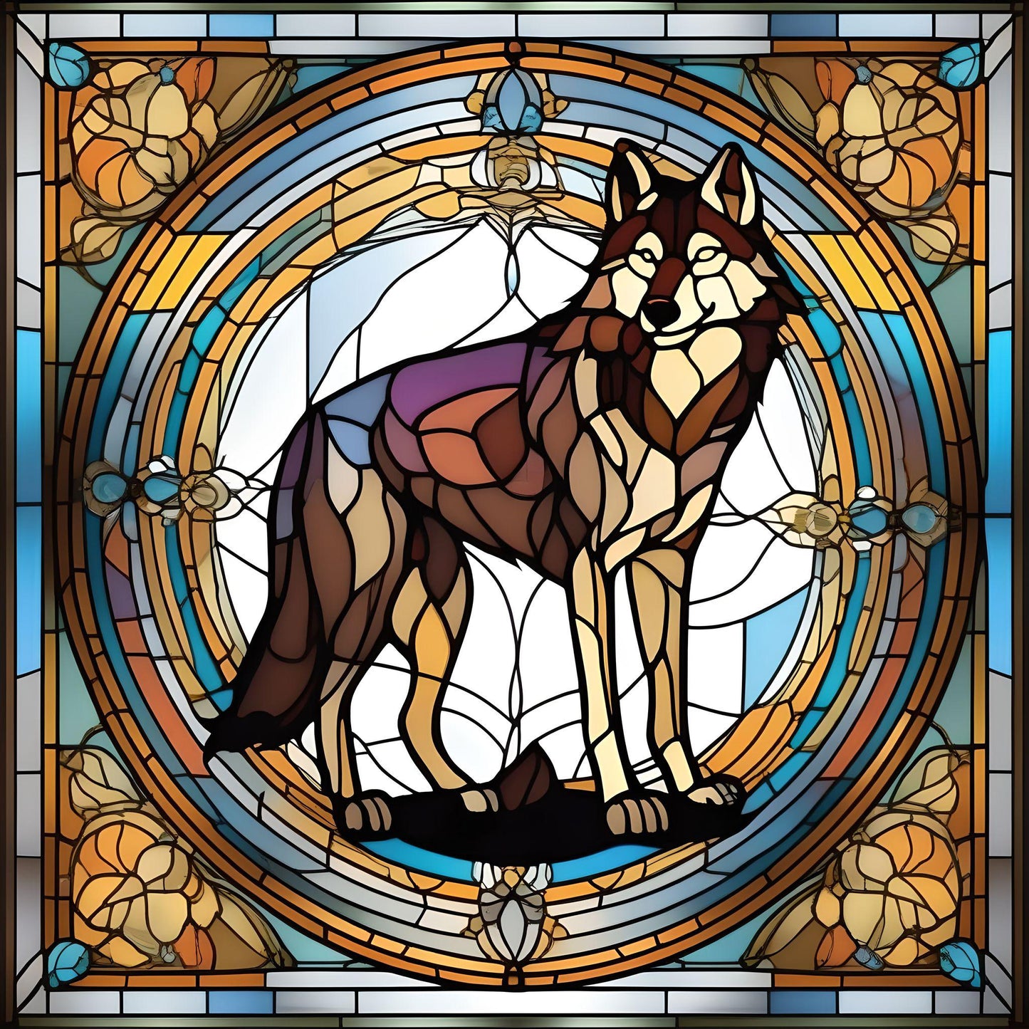 Abstr At Colored Abstract Wolf Diamond Art Kit