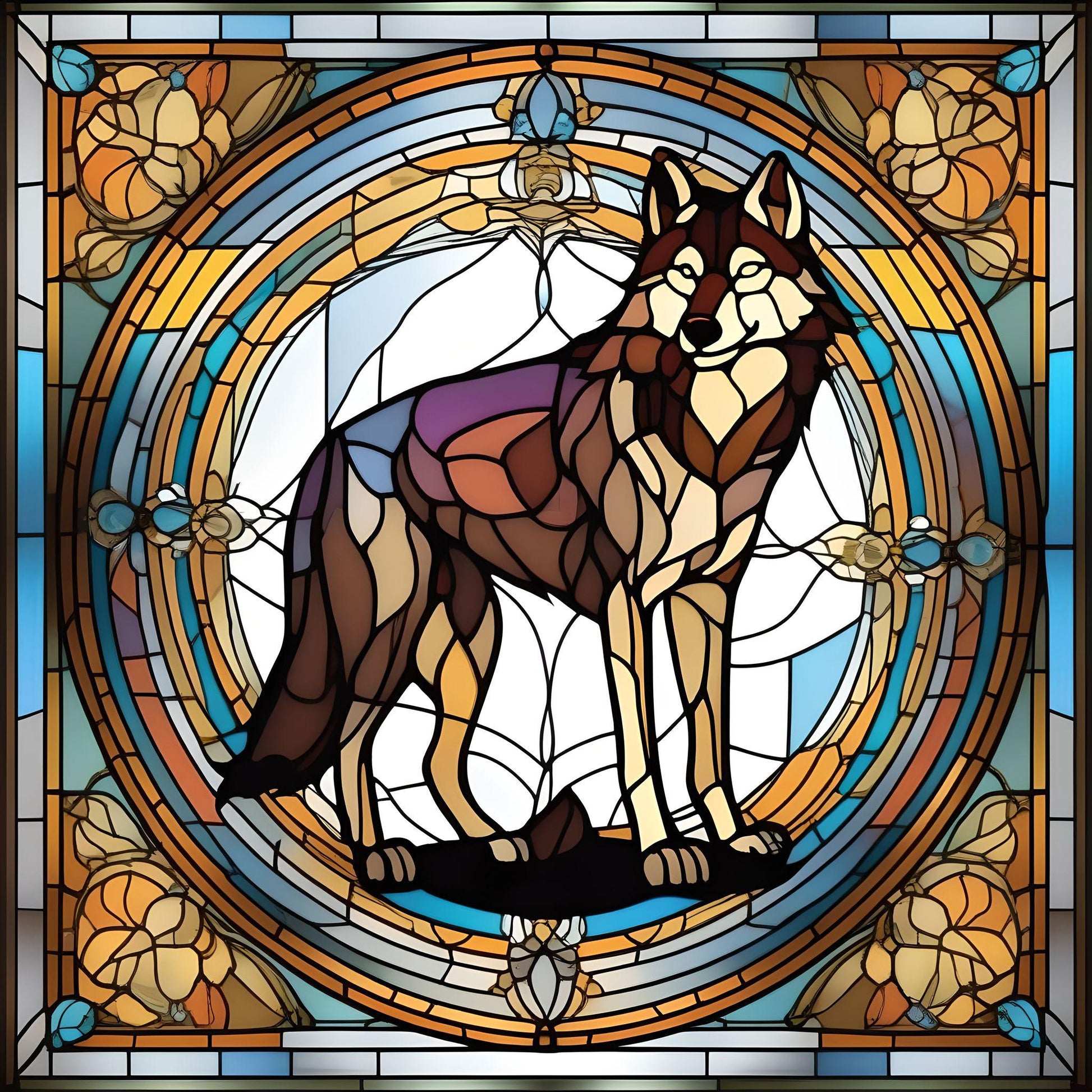 Abstr At Colored Abstract Wolf Diamond Art Kit