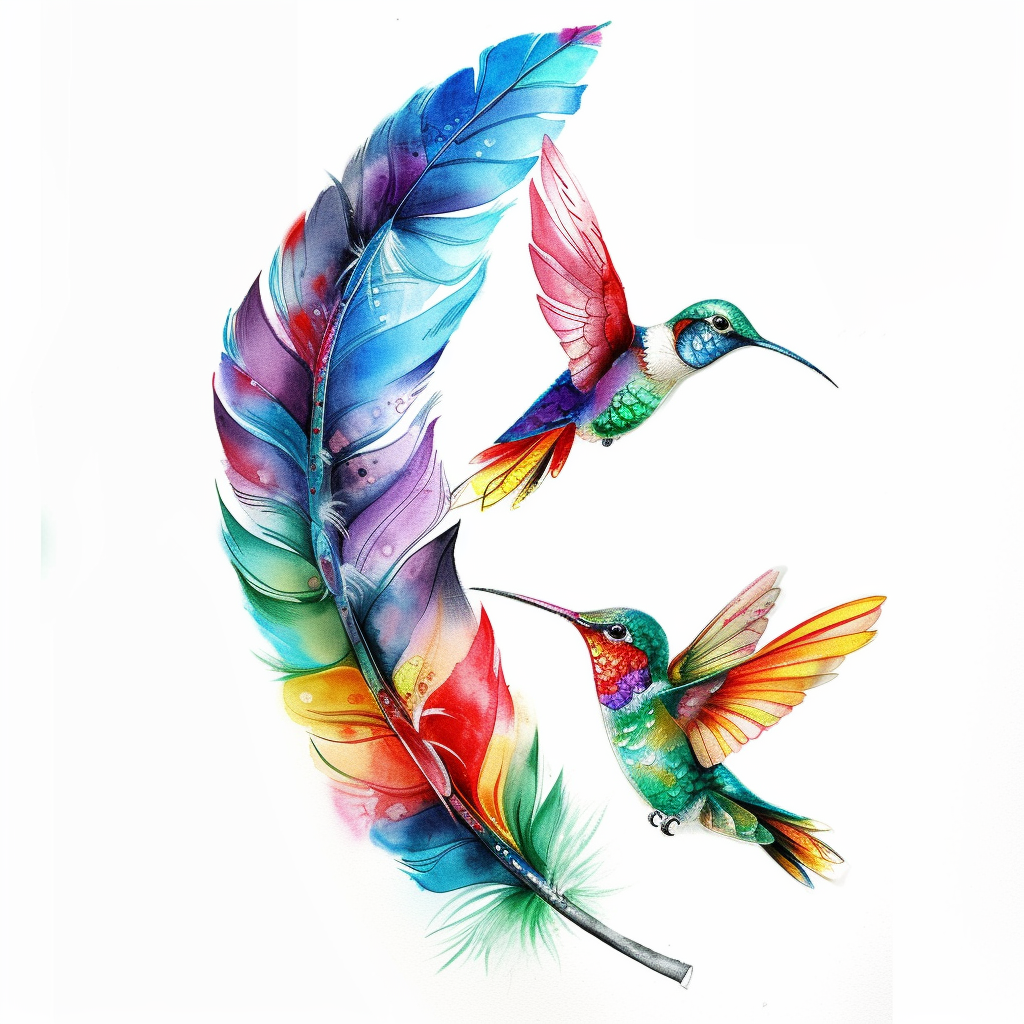 Rainbow Feather Hummingbirds Diamond Art Kit