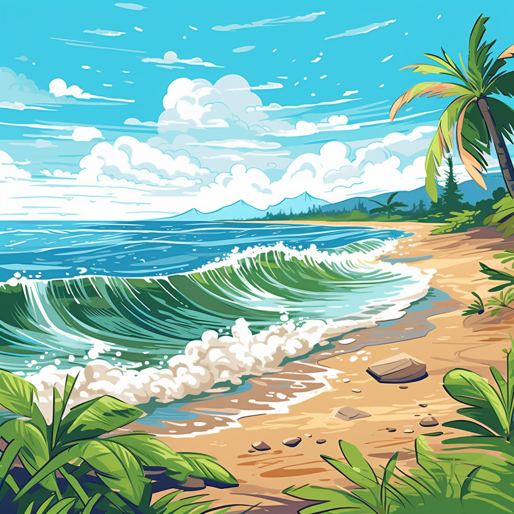 Green Wave Beach Diamond Art Kit