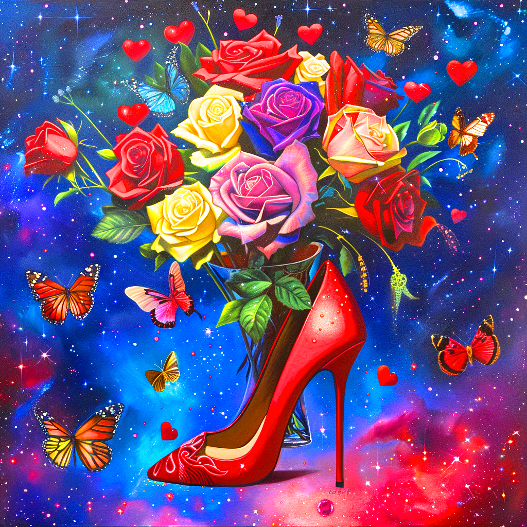 Vase Of Roses Red Stilleto Diamond Art Kit