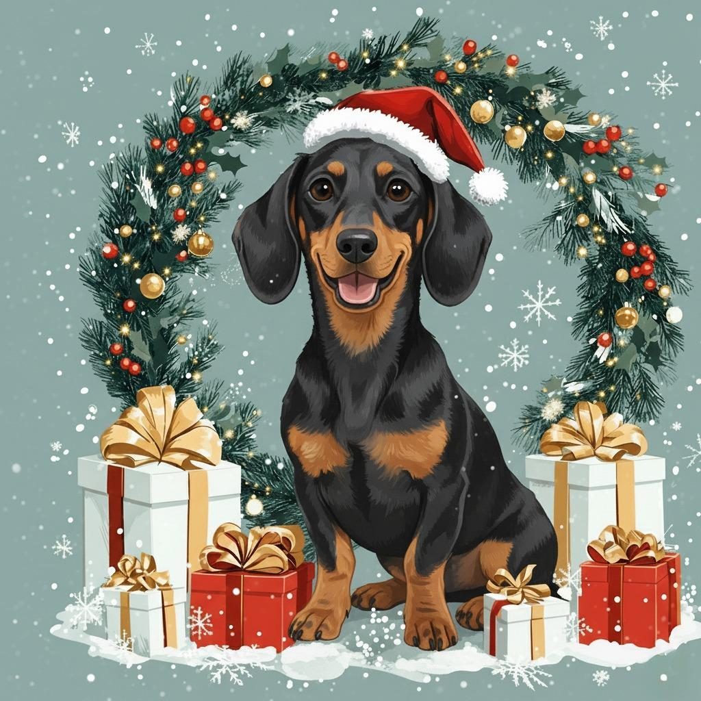 Christmas Arch Dachshund Diamond Art Kit