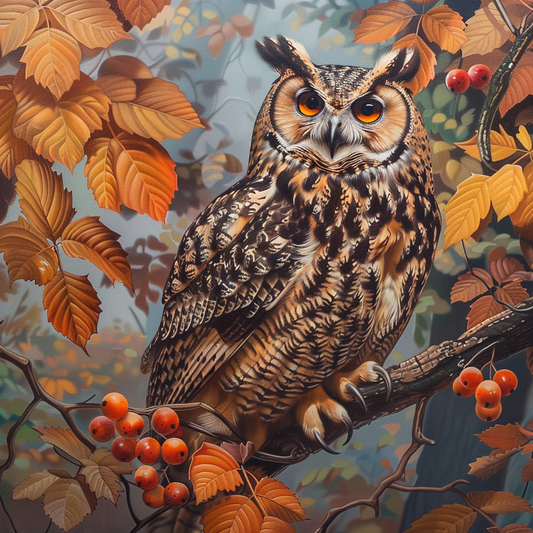 Golden Fall Leaf Owl Diamond Art Kit