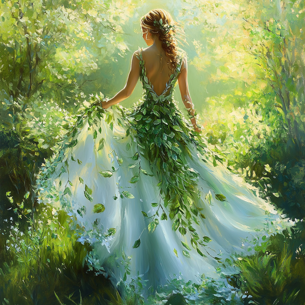 Dress Of Leaves Woman Diamond Art Kit