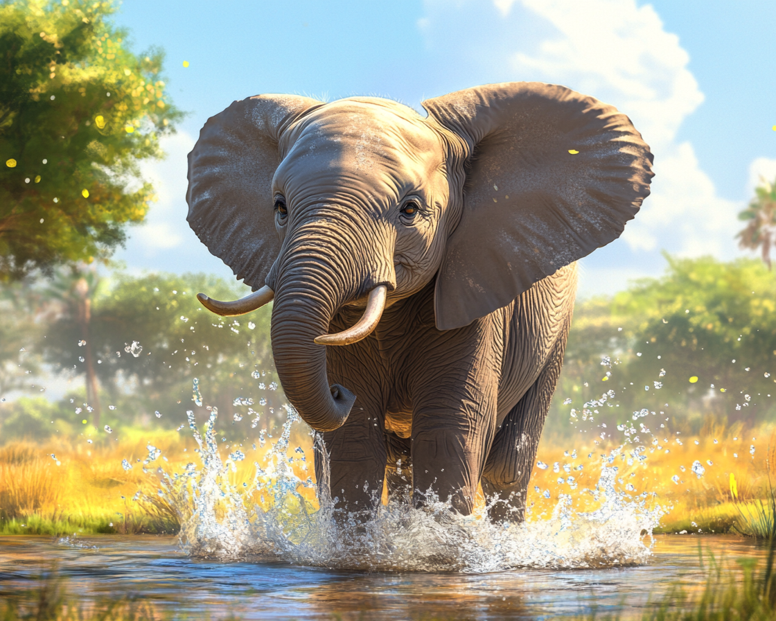 Watering Hole Elephant Diamond Art Kit