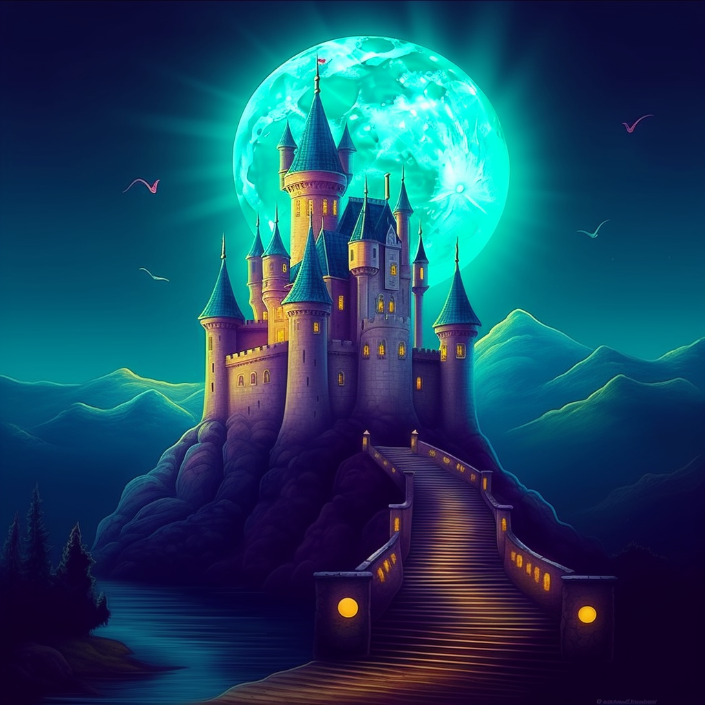 Green Moon Castle Diamond Art Kit