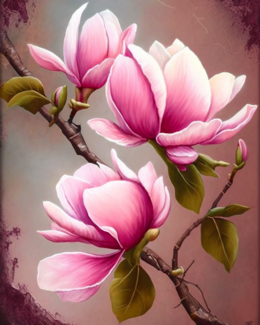 Three Pink Magnolias Diamond Art Kit