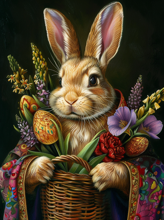 Bunny Flower Basket Diamond Art Kit