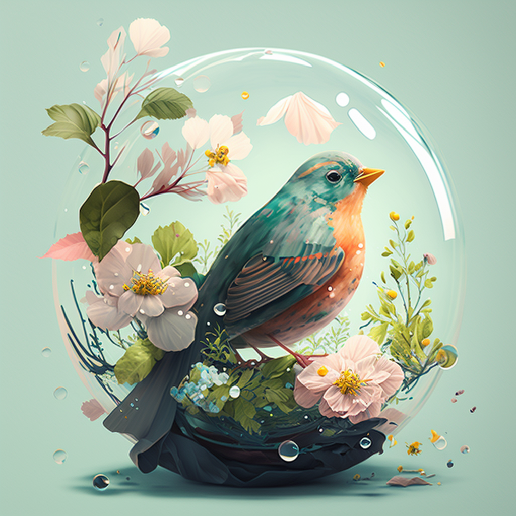 Abstract Sphere Bird Flowers Diamond Art Kit