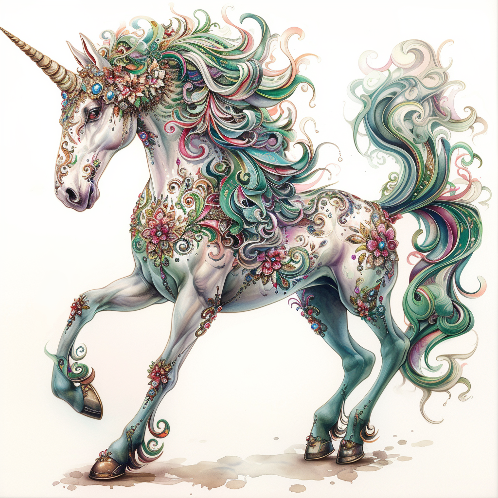 White Green Unicorn Diamond Art Kit