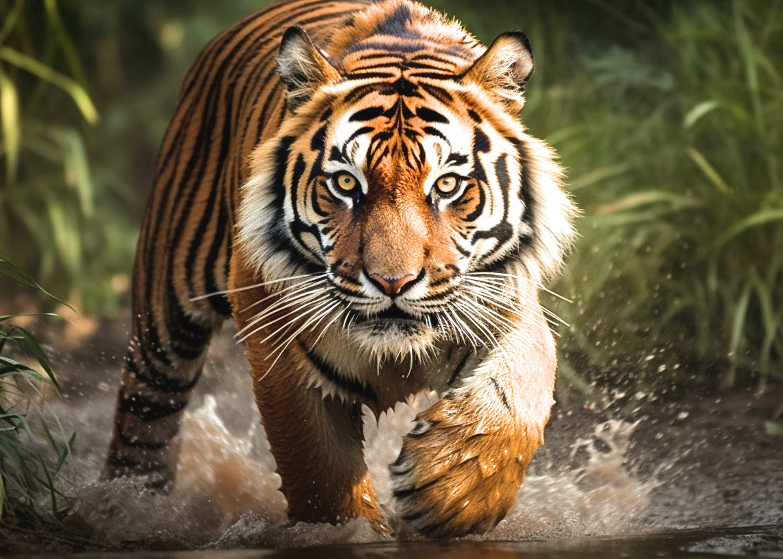 Tiger In The Stream Diamond Art Kit