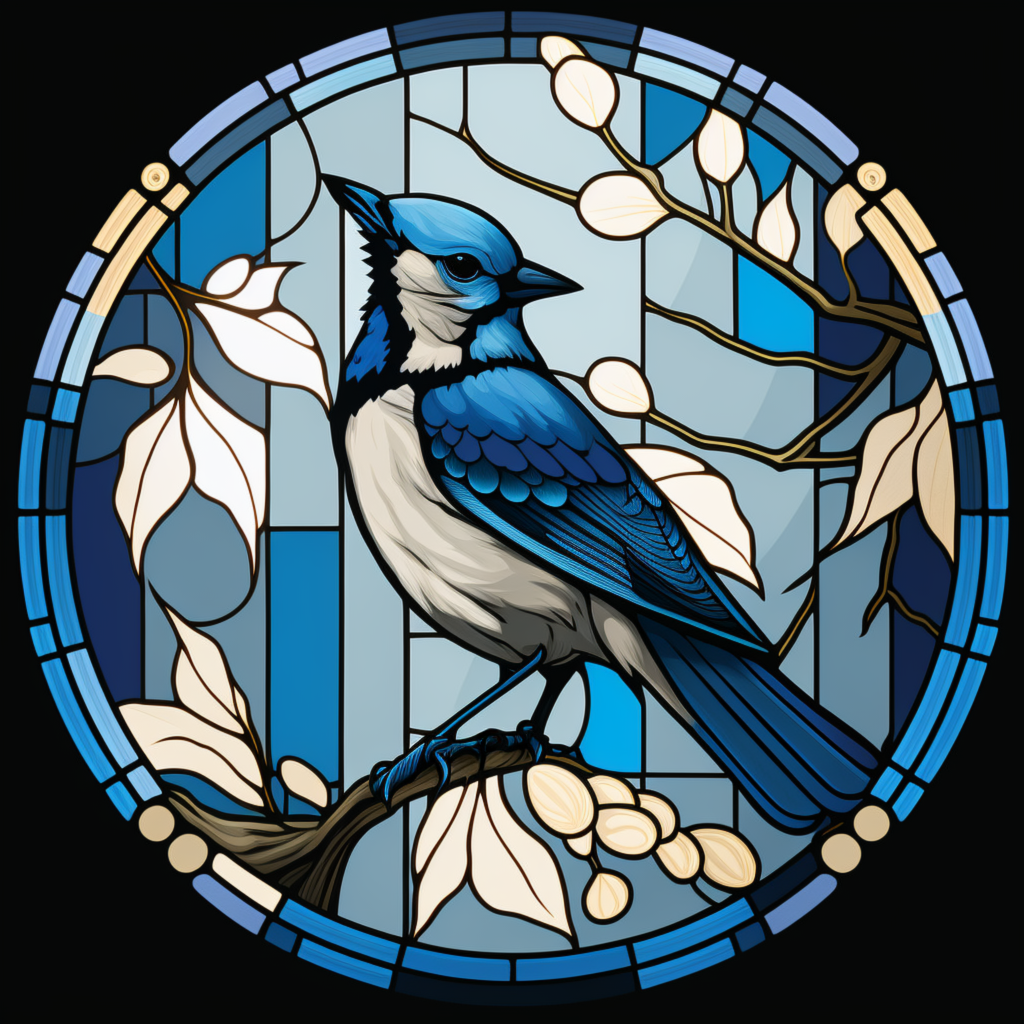 White Berries Abstract Bluejay Diamond Art Kit