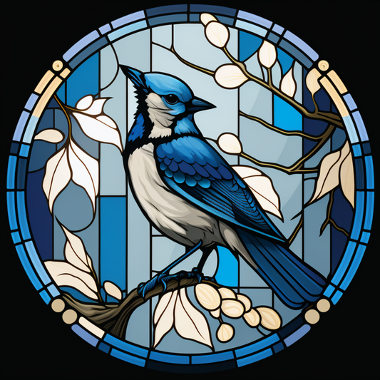 White Berries Abstract Bluejay Diamond Art Kit