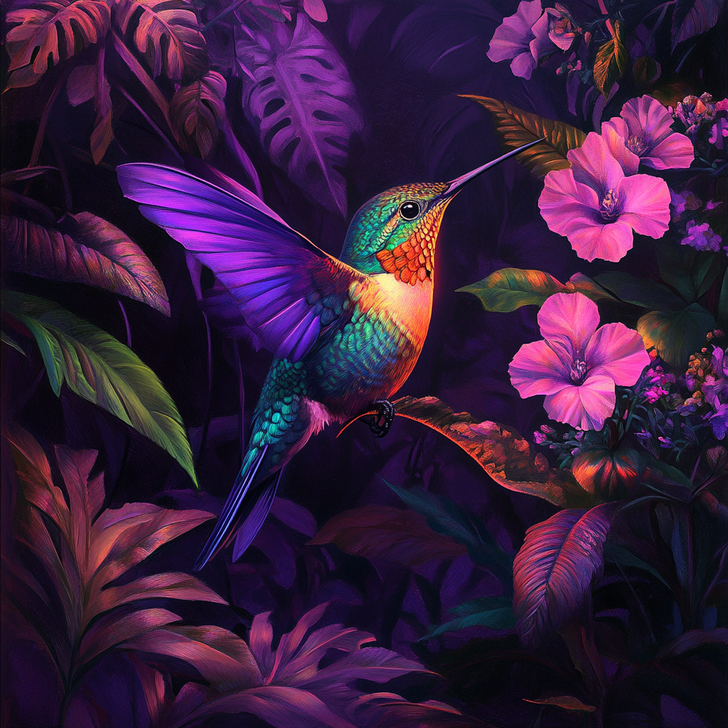 Rainbow Purple Wing Hummingbird Diamond Art Kit