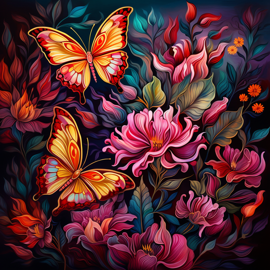 Two Orangered Butterflies Diamond Art Kit