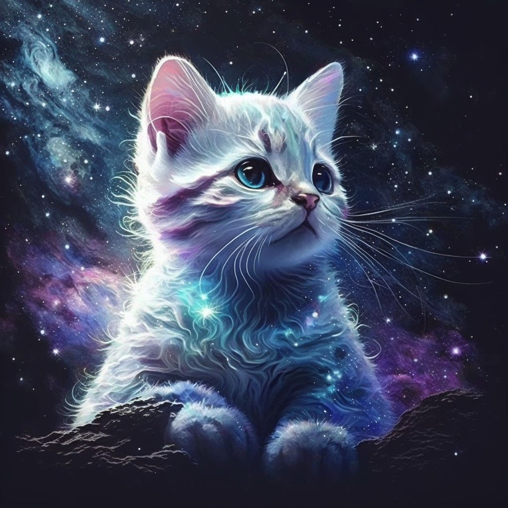 Galaxy Staring Kitten Diamond Art Kit