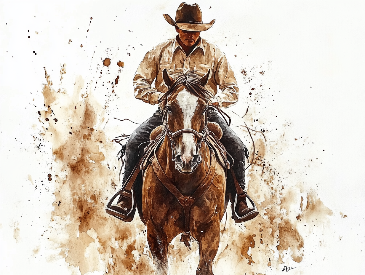 Horse And Cowboy Watercolor Diamond Art Kit