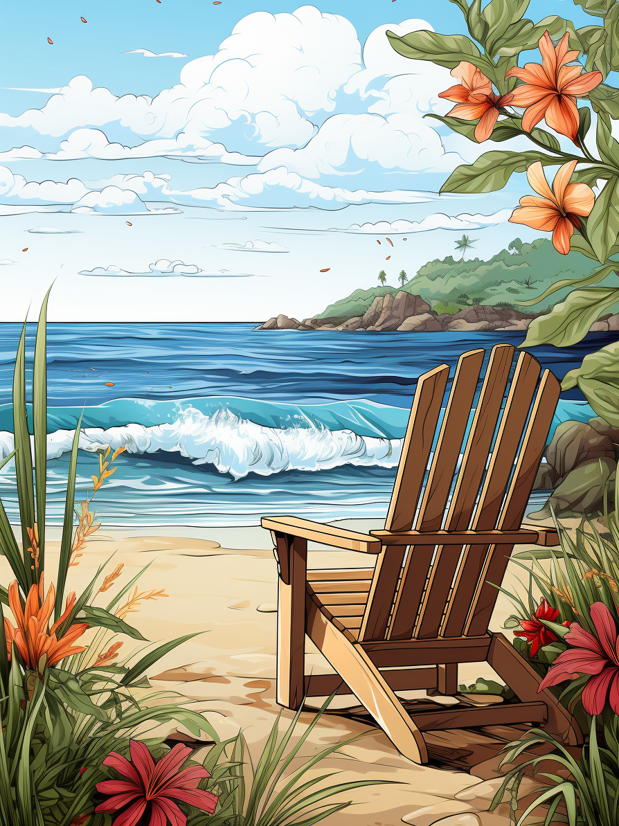 Wooden Chair At The Beach Diamond Art Kit