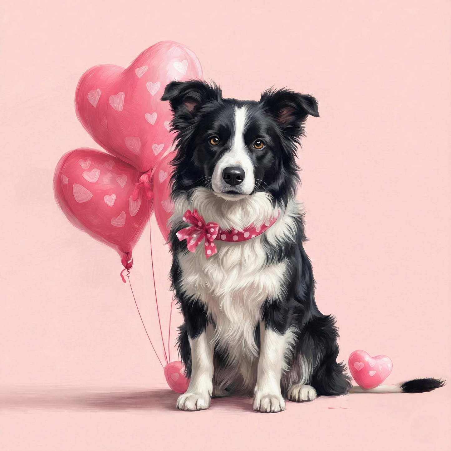 Border Collie Happy Valentines Day Diamond Art Kit
