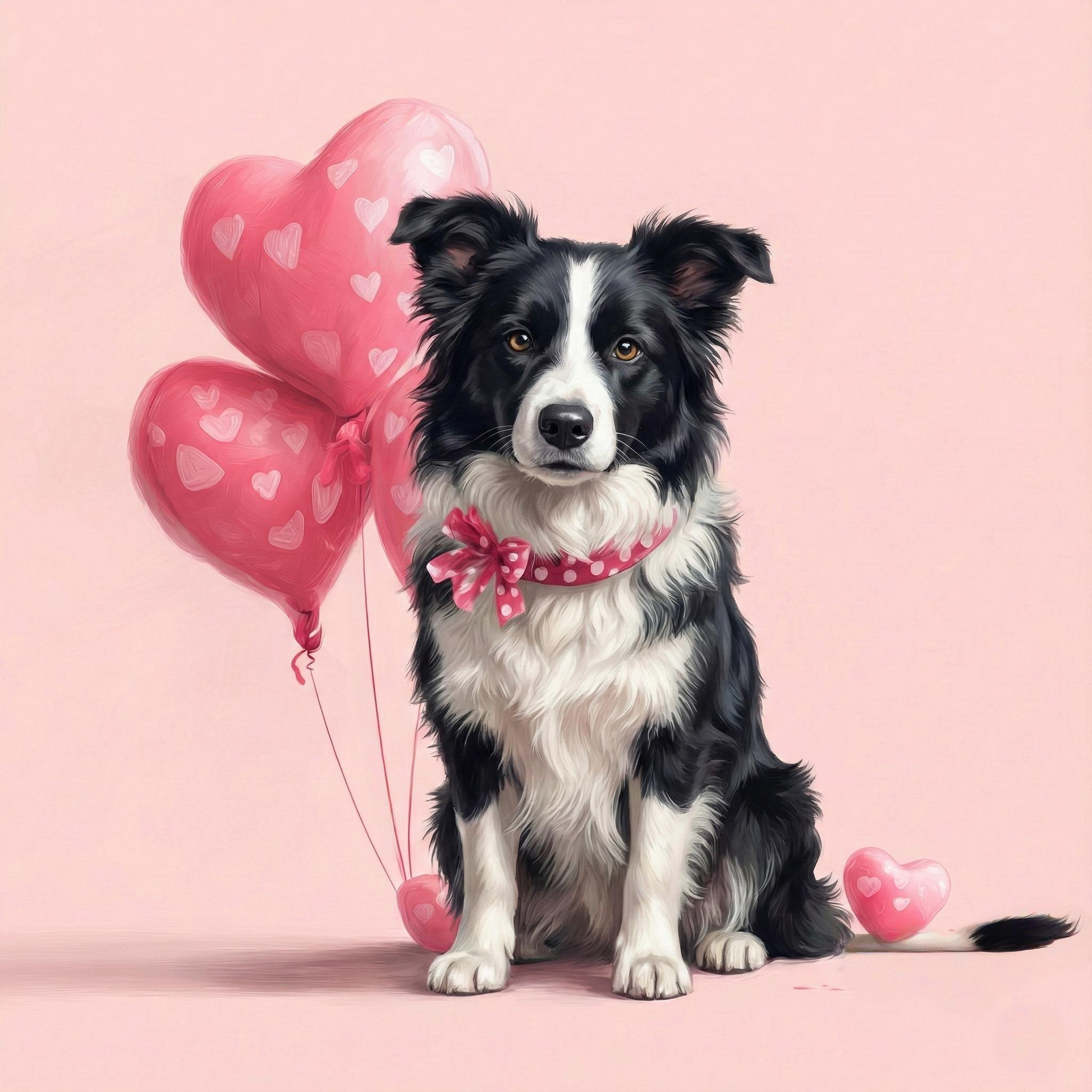 Border Collie Happy Valentines Day Diamond Art Kit