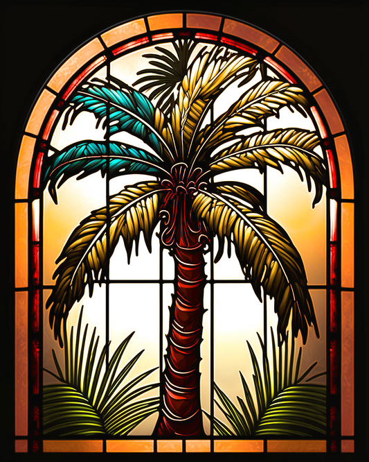 Brown Tones Palm Tree Abstract Diamond Art Kit