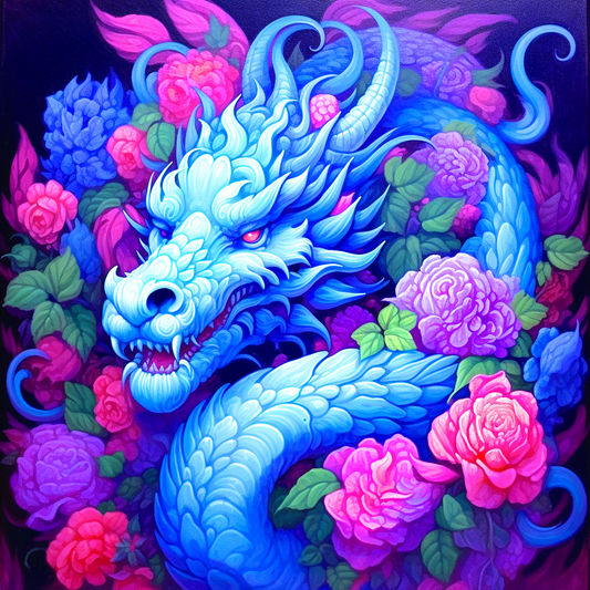 Purple Pink Flower Dragon Diamond Art Kit
