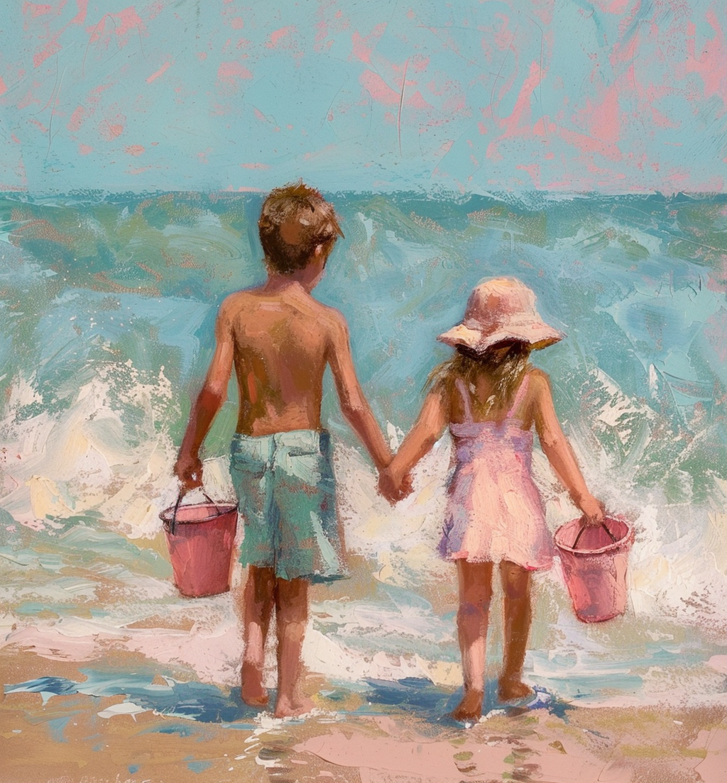 Brother Sister Abstract Beach Diamond Art Kit