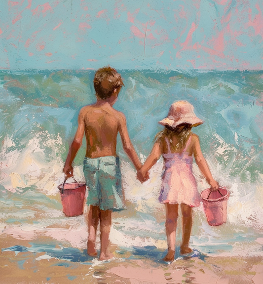 Brother Sister Abstract Beach Diamond Art Kit