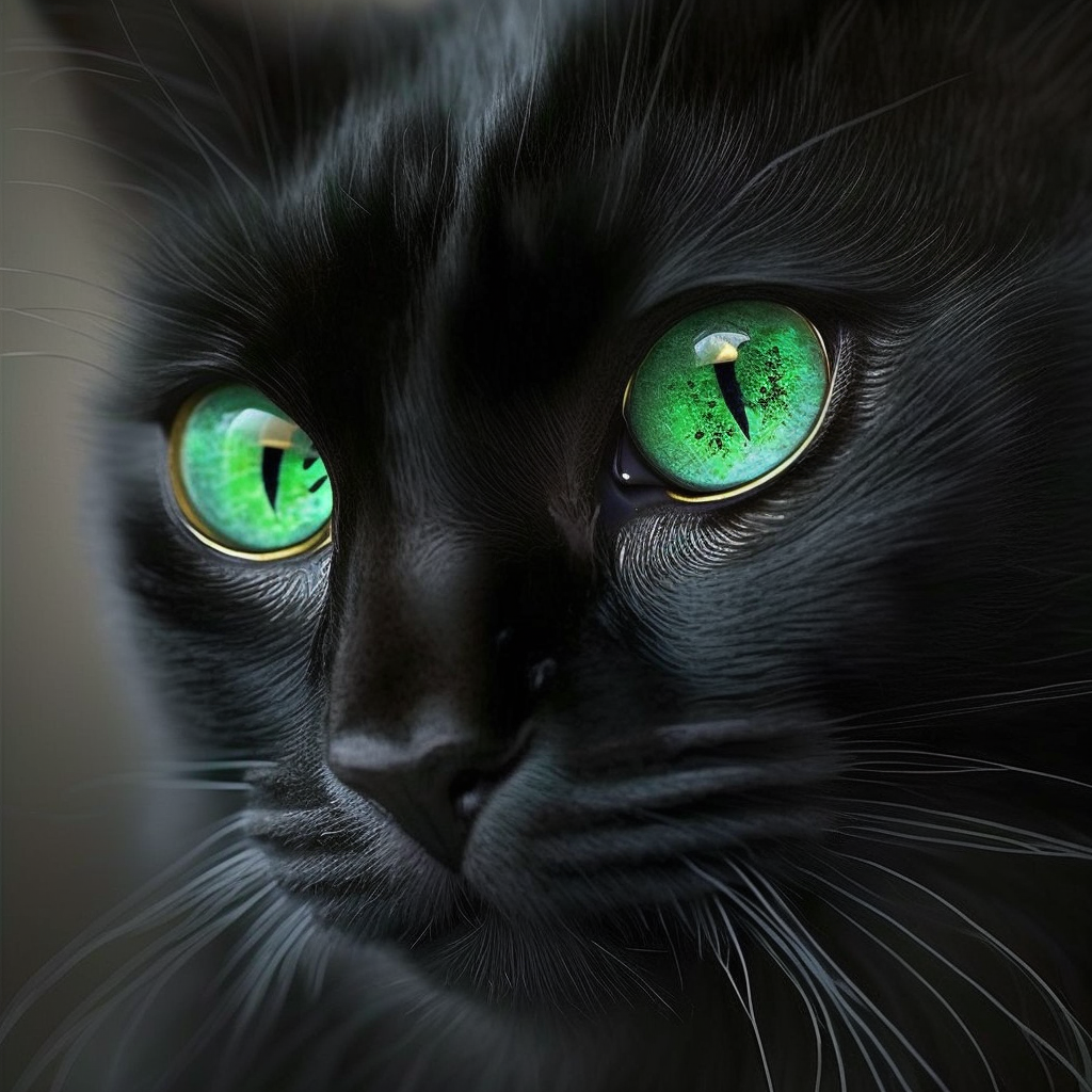 Bright Green Eyed Black Cat Diamond Art Kit