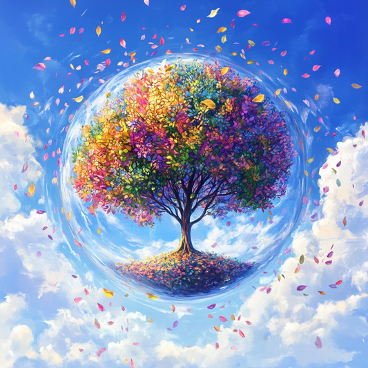 Floating Bubble Colorful Eaves Tree Diamond Art Kit