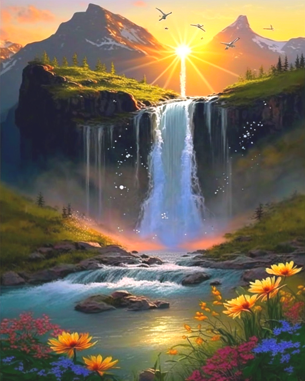Waterfall Sunset Diamond Art Kit