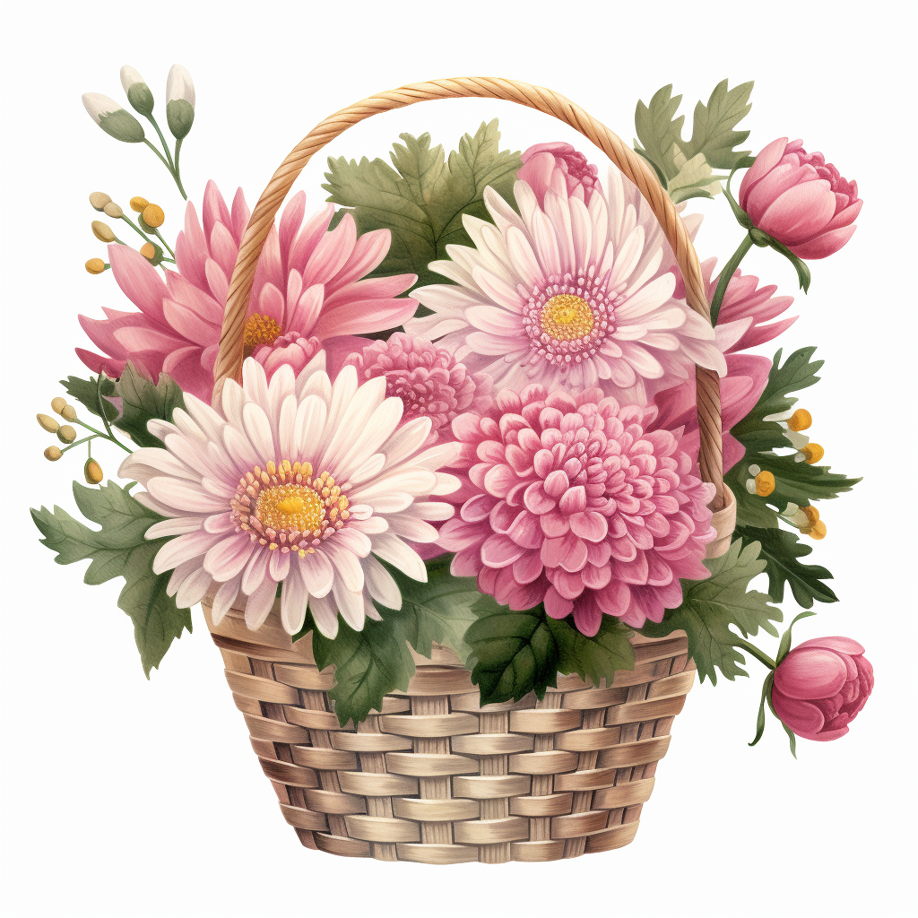 Basket Of Chrysanthemums Diamond Art Kit