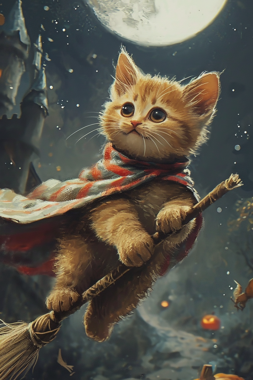 Flying Wizard Cat Diamond Art Kit