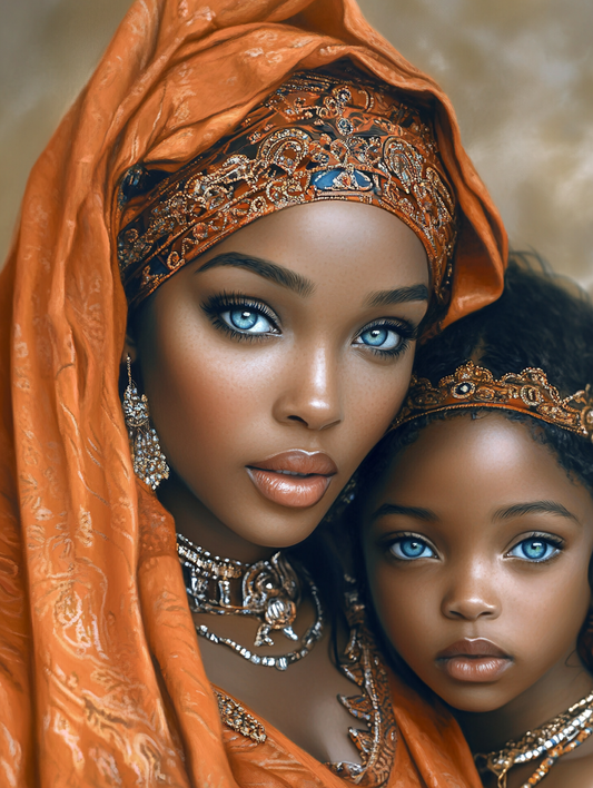 Blue Eyed Mother And Daughter Diamond Art Kit