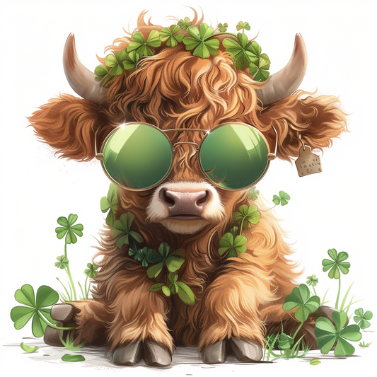 Shamrock Highland Calf Diamond Art Kit