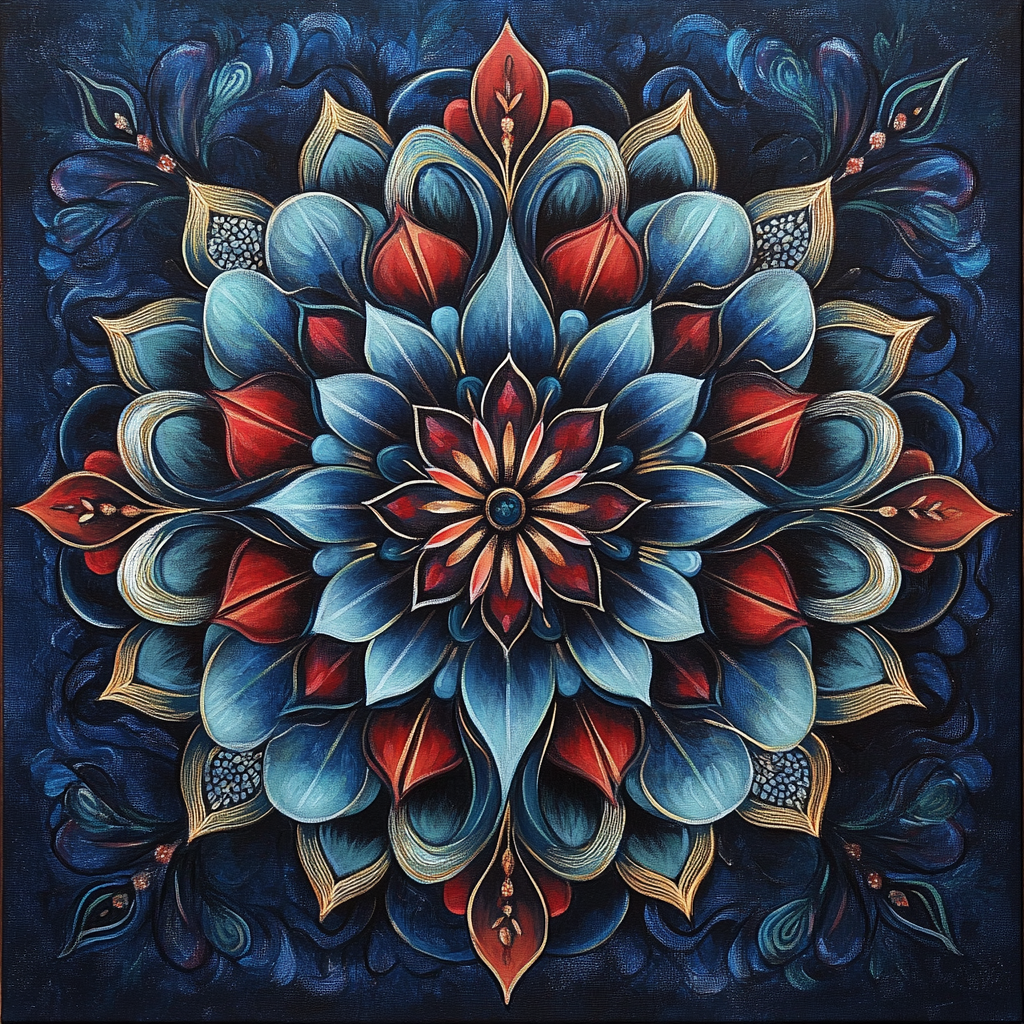 Blue And Red Mandala Diamond Art Kit