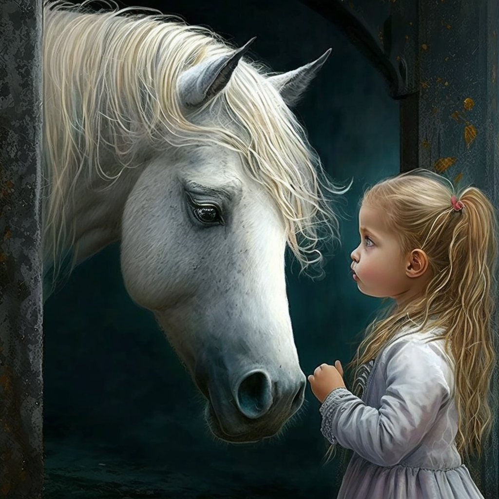 Little Girl Whitehorse Diamond Art Kit