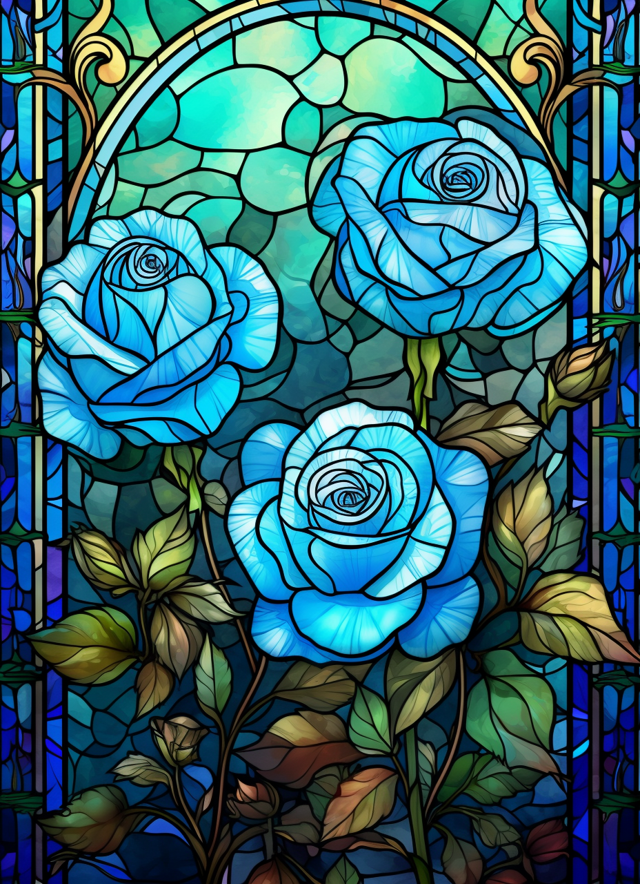 Three Blue Rose Abstract Diamond Art Kit