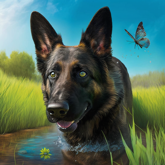 German Shepherd Butterfly Diamond Art Kit