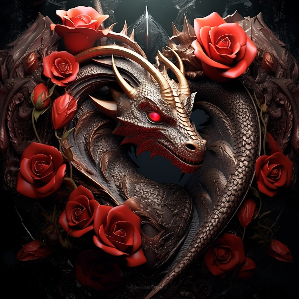 Dragon Rose Heart Diamond Art Kit