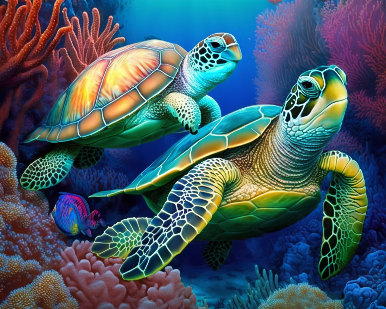 Large Small Sea Turtles Diamond Art Kit
